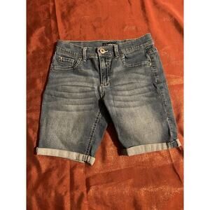JORDACHE Girls Size 14 Blue Denim Jean Shorts Bermuda Cuffed Rolled Hem 5-Pocket
